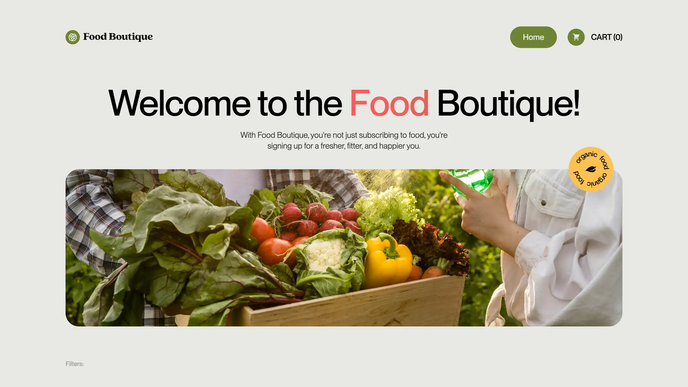 The Organic Food Boutique Store product catalogue.
